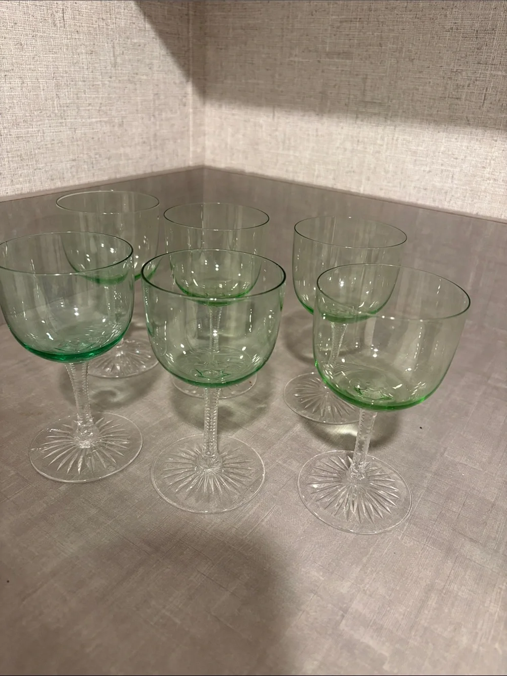 Uranium Glass Set of 6 Vintage Wine Glasses